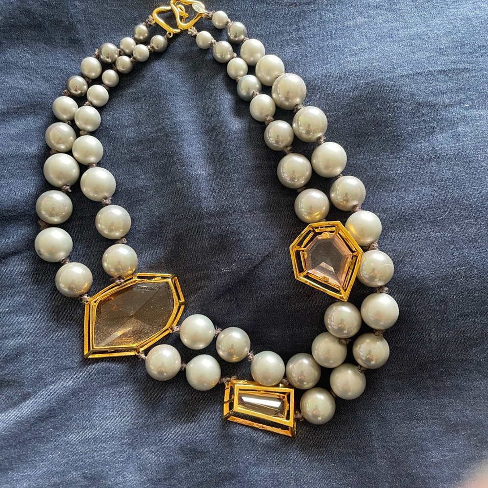 Alexis Bittar pearl & gold jewel necklace